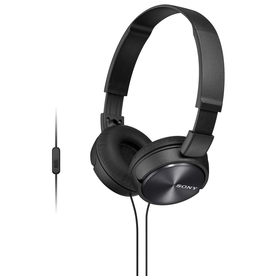 Sony MDR-ZX310AP Black Over-Ear Headphones with Built-in Mic, Lightweight & Foldable Design for Calls, Music & Gaming | Compatible with Smartphones, Tablets & Laptops