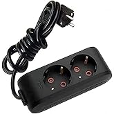 Viko Multi-Let Black Dual Socket Ball Wired Anti-Collision 3 Mt