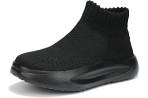 PEARLEAF Unisex Kids Knit Athletic Mesh Breathable Comfort Walking Shoes Boys Girls Running Trainers School Sports Lightweight Shoes Slip on Sneakers Size