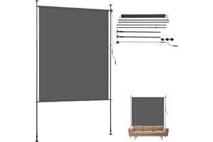 Hebitod Clamp Awning Vertical Awning Outdoor Balcony Roller Blind 1.2 m x 2.7 m, Sun Protection Vertical Awning with Coating, Privacy Screen Window Roller Blinds Anthracite