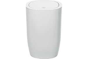 Spirella Designerski kosz na kosmetyki Pure kosz na śmieci z uchylną pokrywą, 5 litrów (Ø x wys.): 17 x 25 cm, biały