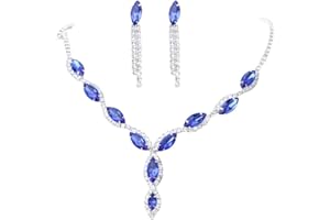 YAZILIND argent Strass Cristal Collier et boucles d'oreilles Ensembles (D)