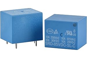 Heschen PC Board Relay SRD-05VDC-SL-C DC 5V Coil SPDT 10A 250VAC 5 Pin terminals 2Pack