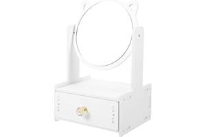 UPKOCH Schminkspiegel mit Schublade Kosmetikspiegel Ketze Ohren Make-up Spiegel Tischspiegel Schminkschrank Schmuckkästchen für Frisiersalon Wohnzimmer Schminktisch Kosmetiktisch Zubehör