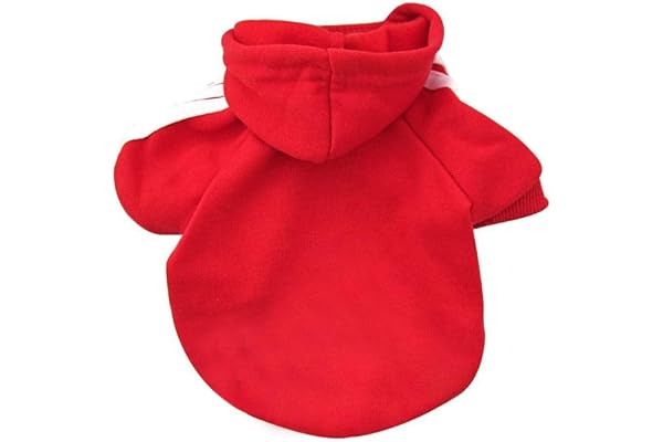 Eastlion Sweat à Capuche Chaud Coton Sweatshirt pour Chiens Pet Pull Vêtements Veste pour Chien Manteau Jumpsuit Costume,Rouge S
