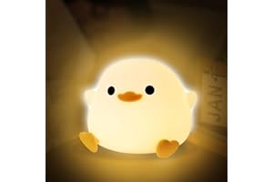 AVCXEC Lampka nocna LED dla dzieci, silikonowa kaczka, ładowana przez USB, lampka nocna, dotykowa, ściemniana, z 20-minutowym timerem, lampka nocna dla niemowląt, 1200 mAh, do pokoju dziecięcego,