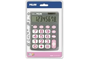 Milan 151708GBL - Calculadora, 8 dígitos, color gris y rosa