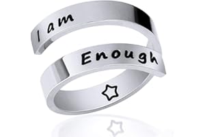 Kucheed Anelli Regolabili, Gioielli Ispirati All'anello Sono Abbastanza Inciso,Anello di Torsione a Spirale in Acciaio Inossidabile,Regali di Laurea di Compleanno per Donne Uomini