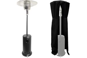 Happy Garden parasol chauffant OSLO - chauffage d'extérieur au gaz en acier noir + housse de protection