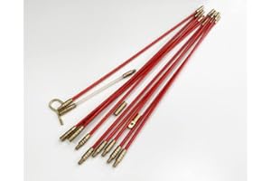 Toolzone Cable Access Threading Kits - 3.3m - 330mm - Red Glass Fiber Reinforced Polyester Rods - 10 Sections - Polished - For Threading Cables & Wires Through Tight Spaces