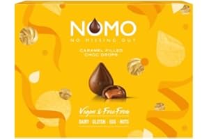 ‎NOMO NOMO Caramel Drop Box - Leckere Karamell Pralinen mit cremiger Füllung - Riegel Klassiker Drops - 12 Drops - 100% Vegan, 100% Geschmack - Allergiefreundlich - Nussfrei, Eifrei, Laktosefrei, Glutenfrei