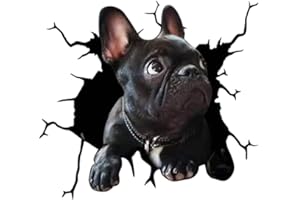 BYNYXI 4 adesivi per auto con cane, 3D Labrador per auto, adesivi personalizzati, divertenti Bulldog francesi, crepe realistiche, per cani, in vinile, 30 cm x 30 cm