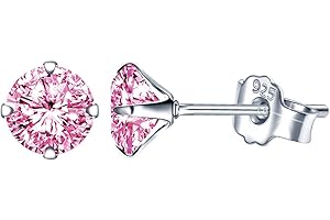 Yumilok Boucles d'oreilles femme fille, en 925 argent, Boucles d'oreilles zircon coloré, Cadeau de Noël anniversaire
