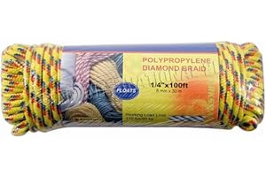 BARGAINS-GALORE Utility Rope - 6mm X 30m 100ft 1/4" Diamond Braid Polypropylene Multi Purpose | Heavy Duty Rot And Tear Resistant | Working Load Limit: 110 Lbs/50 Kg