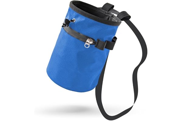 Sac à Craie pour Escalade, Poche à Magnésie d'escalade, Pochette à Craie en Tissu Ripstop avec Fermeture à Cordon, Poches Zippées, Ceinture Réglable pour l'escalade et la Gymnastique