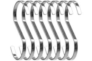 SumDirect 10Pcs 10cm Flat S Shape Chrome Finish Heavy-Duty Hanging Hooks, for Scarf, Apparel, Kitchenware, Utensils, Plants, Towels, Gardening Tools, Clothes (Silver)