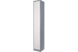 The Workplace Depot Heavy Duty Locker – Durable Steel, Anti-Corrosion Coating, Key Lock Security, Compact Storage Solution for Offices, Factories, and Sports Facilities (1 Door, Grey)