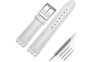 OLXIYOC Bransoletka do zegarka Swatch z tłoczonej skóry bydlęcej z zapięciem ze stali nierdzewnej