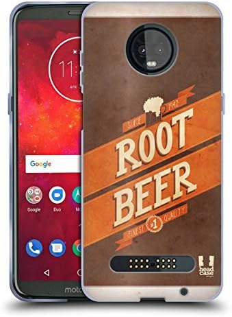 Head Case Designs Root Beer Vintage Cans Soft Gel Case for Motorola Moto Z3 Play