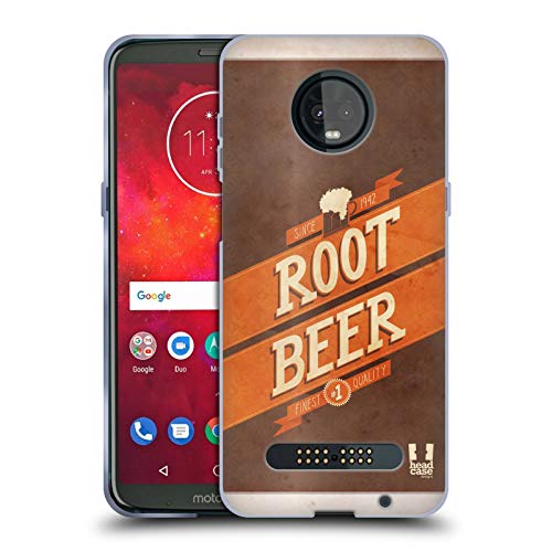 Head Case Designs Root Beer Vintage Cans Soft Gel Case for Motorola Moto Z3 Play