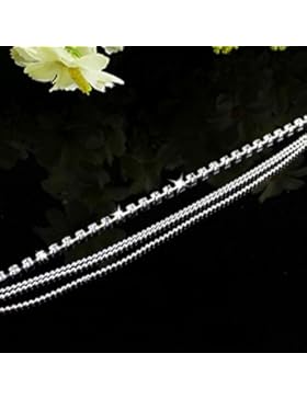 2X Kristall Fußkette Knöchel Kette Silber überzogen glänzender Fußkettchen