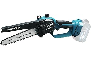 KIESBOHR CS001 20 cm borstlös minibatteri motorsåg kompatibel Makita 18 V | Automatisk kedjesmörjning, verktygsfri kedjespänning, 20 cm svärd, utan batteri och laddare