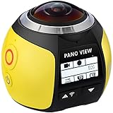 Sansnail V1 - Action Camera panoramica a 360 gradi, 2448x2448, 30 fps, ultra HD, videocamera sportiva impermeabile 4K, WiFi, 