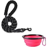 Tosbai K&ouml;pek Gezdirme Tasması ve Suluğu, Kayışı, Halatı - B&uuml;y&uuml;k K&uuml;&ccedil;&uuml;k Irk İ&ccedil;in 150 x 1.2 Cm (Pembe Mama Tabağı)