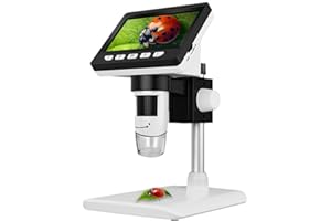 Kamanan Mikroskop cyfrowy LCD 4,3 cala 1080p USB mikroskop 2000 mAh, mikroskop z 8 regulowanymi diodami LED, kompatybilny z Windows/MacOS (1000 x)