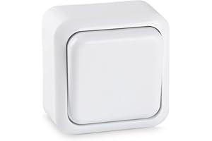 HEITECH PROMOTION GMBH HEITECH Surface-Mounted Toggle Switch in White – New Model – Switch for Indoor Use with 250 V AC & 10 A – Light Switch for Indoor Use, Rocker Switch, Rocker Switch, Surface-Mounted Switch