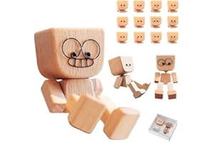 MplehDa Bambola Di Legno Con Piedi Tremolanti, Affascinante Piccola Figura in Legno che Oondeggia con 12 Espressioni, ornamenti per Auto Fatti a Mano per Camion Berlina Casa Soggiorno