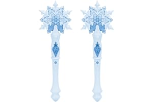 NAVESO 2 PCS Light Up Snowflake Wand with Sound, Llight Up Wands for Kids, Musical Glowing fairy wand for Kid Girl Princess Party Favors Christmas Costume Cosplay Accessories Pretend Play (Blue)
