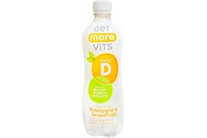 Get More Vits - Vitamin D Sparkling Pineapple & Grapefruit Spring Water (12 x 500ml), Support Healthy Bones, Teeth & Muscles, Boost Immune System, Sugar Free, Low Calorie, Natural Flavours, Vegetarian