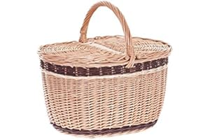 E-WICKER24 ALLES AUS WEIDE e-wicker24 Panier Pique-Nique en Osier Naturel 3 Tons, Panier en Osier, Panier Cadeau, Panier de Courses au supermarché, (42x32 H24/40, Naturel)
