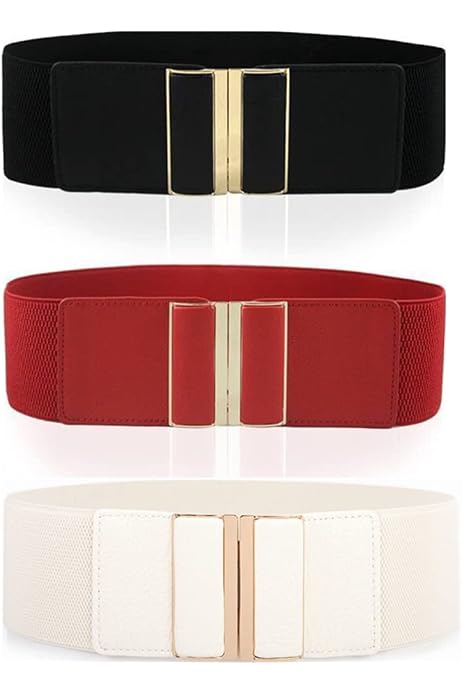 WERFORU Ceinture Large Élastique Femme - Vintage Boucle Dorée - Adjustable Pour Robes, Manteaux - 6 Cm