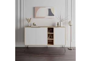 Toscohome Madia 142 cm con 3 ante bianco e struttura rovere oak - Clara