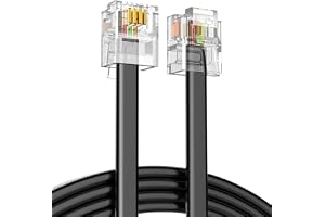 Telephone Extension Cord Telephone Cable Phone Line Landline Wire with Standard RJ-11 Plug Male/Male Black (Black, 5 Meter)