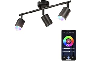 ‎ADDLON addlon LED Deckenstrahler 3 Flammig Dimmbar, Smart LED Deckenleuchte Schwenkbar Deckenlampe 16 Mio. Farben, Steuerbar via App Kompatibel mit Alexa/Google Assistant (inkl. 3x5W GU10 LED Brine