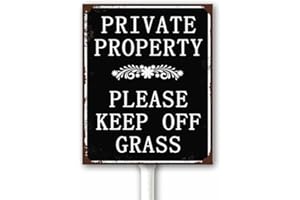 GEROCLONUP Vintage Keep Off Grass Signs for Yard Private Property - Please Keep Off Grass Sign with Stake for Neighborhoods Farm Garden Lawn, 18X22CM Aluminum Sign Rust Free Weatherproof Outdoor Use