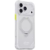 iPhone 18 Pro Max ile Uyumlu Kılıf Mag-Şarj &Ouml;zellikli Standlı &Ccedil;ıkarılabilir Lens Kapaklı Skinarma Saturn Kapak (Beyaz)