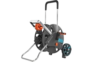 Gardena AquaRoll L Easy: wózek na wąż o pojemn. do 100 m, wyjątkowo stabilny, z komfortową prowadnicą węża w wytrzymałej ramie metalowej, zabezpieczenie przed kapaniem, montaż bez narzędzi (18520-20)