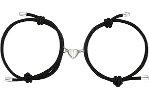 BSOEPNR Couple Magnetic Bracelets, Relationship Bracelet Couple Gifts for Boyfriend Girlfriend Men Women and Your Lover, 2 PCS Mutual Matching Couple Bracelets with Love Heart Pendant