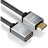 HDMI Extension Cable 1M, POSUGEAR Nylon Braided HDMI Male to Female Cable compatible with HDMI 2.0a/b, 2.0, 1.4a (Ultra HD, 4K, 3D, Full HD, 1080p, HDR, ARC, Highspeed with Ethernet)-Gold Plated