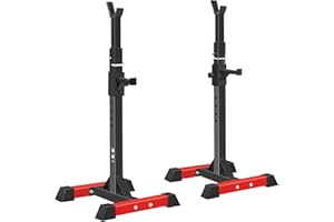 ISE Supporto Bilanciere/Rack da Squat, Rack Bilanciere Regolabile, Rack Squat con Barre di Supporto, Squat Rack Altezza Regolabile 104-175CM, Porta Bilanciere Stabile& Rack Palestra Robusto, Nero