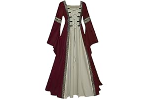 Feynman Medieval Costume Women - Retro Medieval Dress Gothic Palace Ladies Trumpet Sleeves Party Renaissance Costume