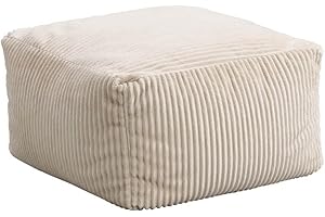 Home Deluxe - Sitzsack Hocker Cozy - Stoff: Samt Cord, Farbe: Beige - Maße: 44 x 44 x 25 cm, inkl. Füllung I Sitzmöbel Bean Bag Sitzsäcke