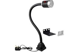 S SHUN CAN DA Work Light 900 Lumen 220 Volt Led SpotLamp with 20 inch Flexible Gooseneck forLathe CNC Milling Drilling Machine Wood Working Work Bench Industrial Lighting (Screw Fixed Base)
