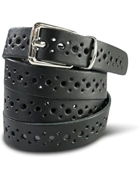 SCAMODA Damengürtel aus Echtleder mit durchgängigem Lochmuster und extra schmaler Gürtel-Schnalle, Breite ca....