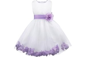 IEFIEL Pétales Fleur Robe Demoiselle d'honneur Bébé Enfant Filles Robe Cérémonie Princesse Noeud Papillon Dos Jupe 2-14 Ans