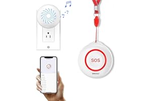 SINGCALL Tuya Wifi Smart System di Chiamata con Cercapersone Senza fili per Caregiver Allarme Personale Pager per casa Anziani Pazienti Anziani Disabili 1 Pulsante Impermeabile 1 Ricevitore